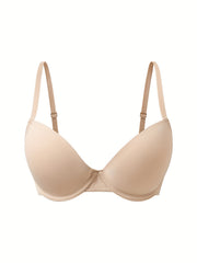3pcs Solid T Shirt Bras Comfy Push Up Bra Women's Lingerie