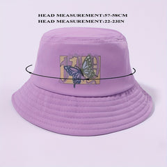 Purple Butterfly Print Bucket Hat Y2K Sunscreen Fisherman Cap