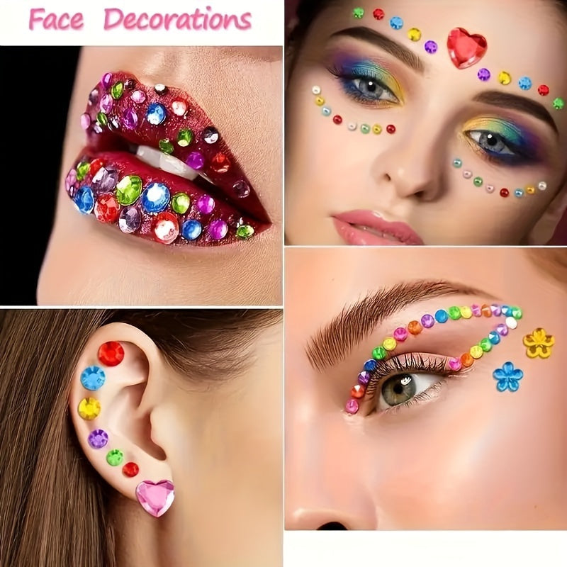 12pcs Mini Heart And Star Diamond Stickers Bright Acrylic Floral Decals