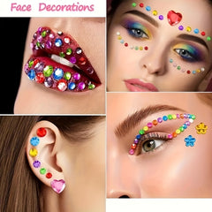12pcs Mini Heart And Star Diamond Stickers Bright Acrylic Floral Decals