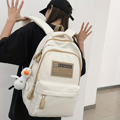 Letter Patched Zipper Backpack Large Capacity School Bag