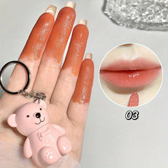 Lipstick Keychain Mirror Lip Gloss - Long Lasting Dewy Finish Lip Glaze