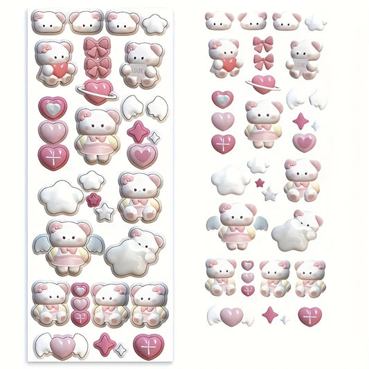 Moon Rabbit 3D Love Heart Star Stickers Set