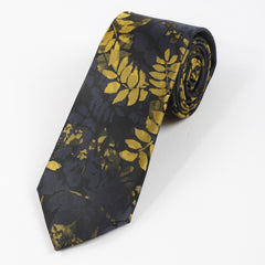1PC Men's Business Bottom Golden Leaves Retro Tie
