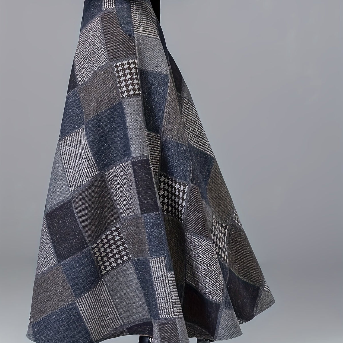  Patchwork Print High Rise A-line Maxi Skirt