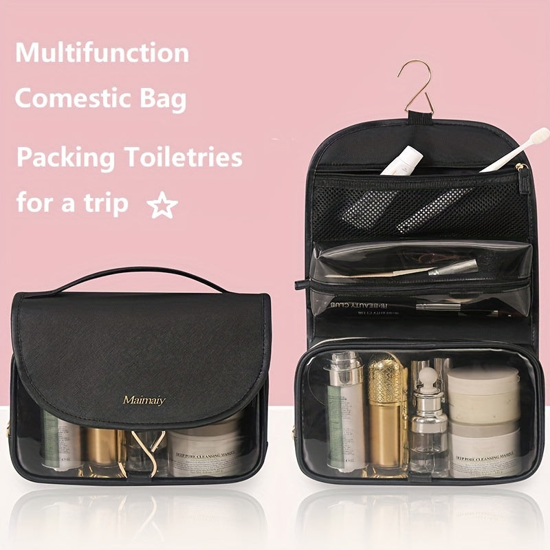 Travel Hanging Toiletry Bag Makeup Cosmetic PU Leather Waterproof Organizer Pink