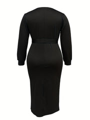  Dress Women's Plus Surplice Neck Slim Fit Dress