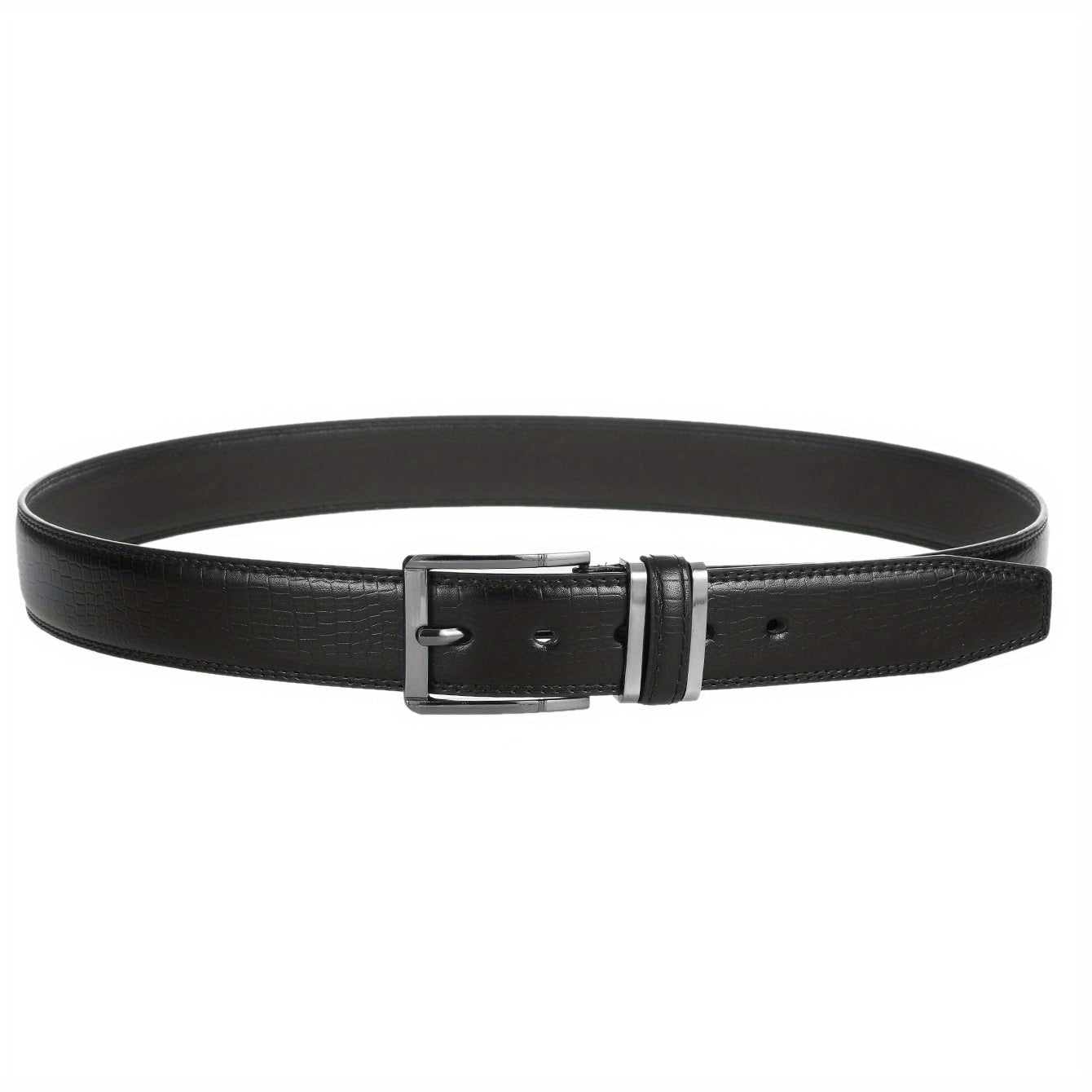 Men's Lizard Pattern Double Circle PU Leather Belt