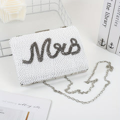 Beaded Box Evening Bag Chain Shoulder Prom Purse Women's Mini Clutch Bag