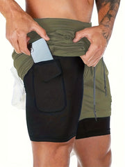 Men's 2 In 1 Lightweight Cotton Training Shorts