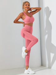 Solid Yoga Set Tank Top and High Waisted Leggings