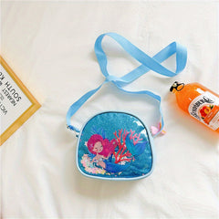 Mermaid PU Leather Crossbody Bag Girls Colorful Sequins Princess Messenger