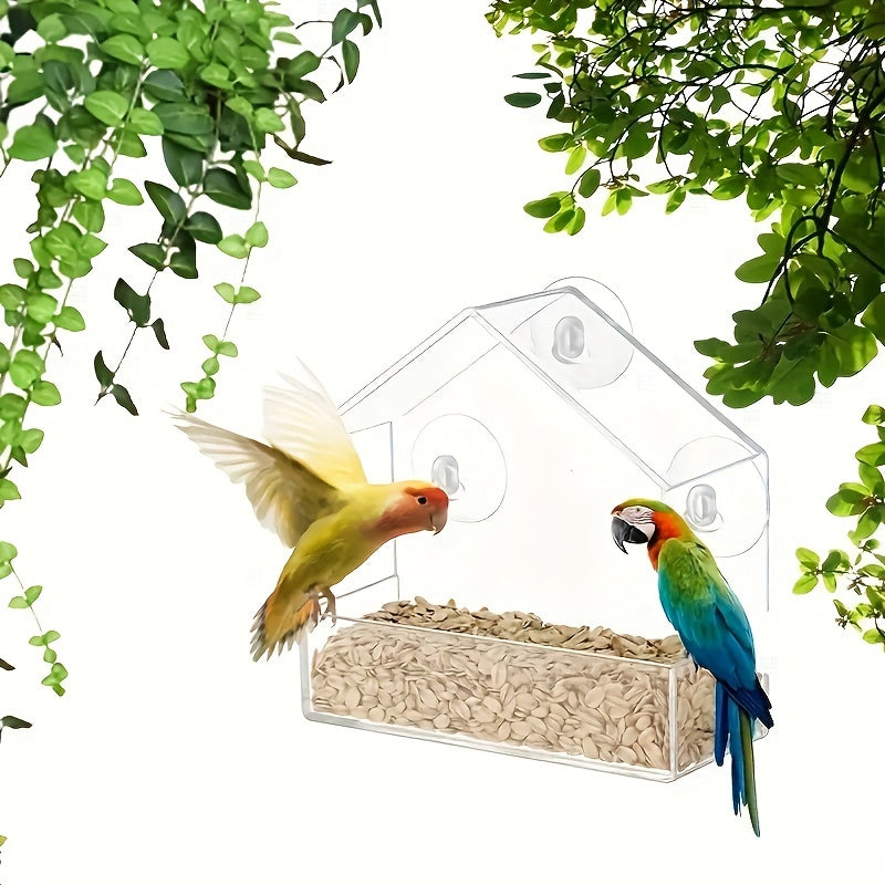 Clear Plastic Window Bird Feeder with Suction Cups - Bird House