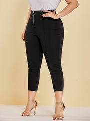 Women's Plus High Rise Zipper Stretch Slim Fit Pants