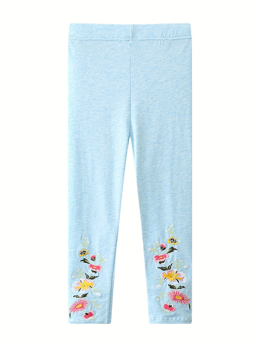 Girls Knitted Flower Leggings Soft Cotton Spring Autumn Trousers