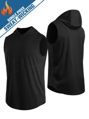 Men's Hooded Sleeveless Tank Top Quick Drying Lightweight Sports Vest