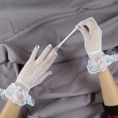 Bow Lace Gloves Translucent Decorative Dress Gloves For Women