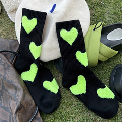 Heart Pattern Mid Tube Socks Women's Stockings
