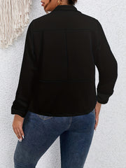  Solid Long Sleeve Open Front Blazer