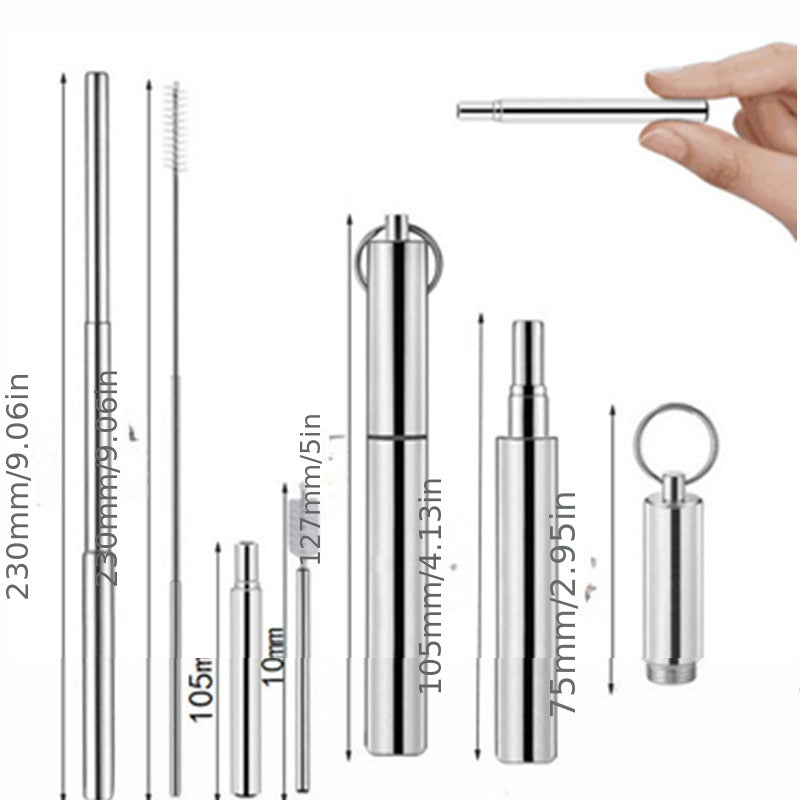 Collapsible Stainless Steel Metal Straws Portable Reusable