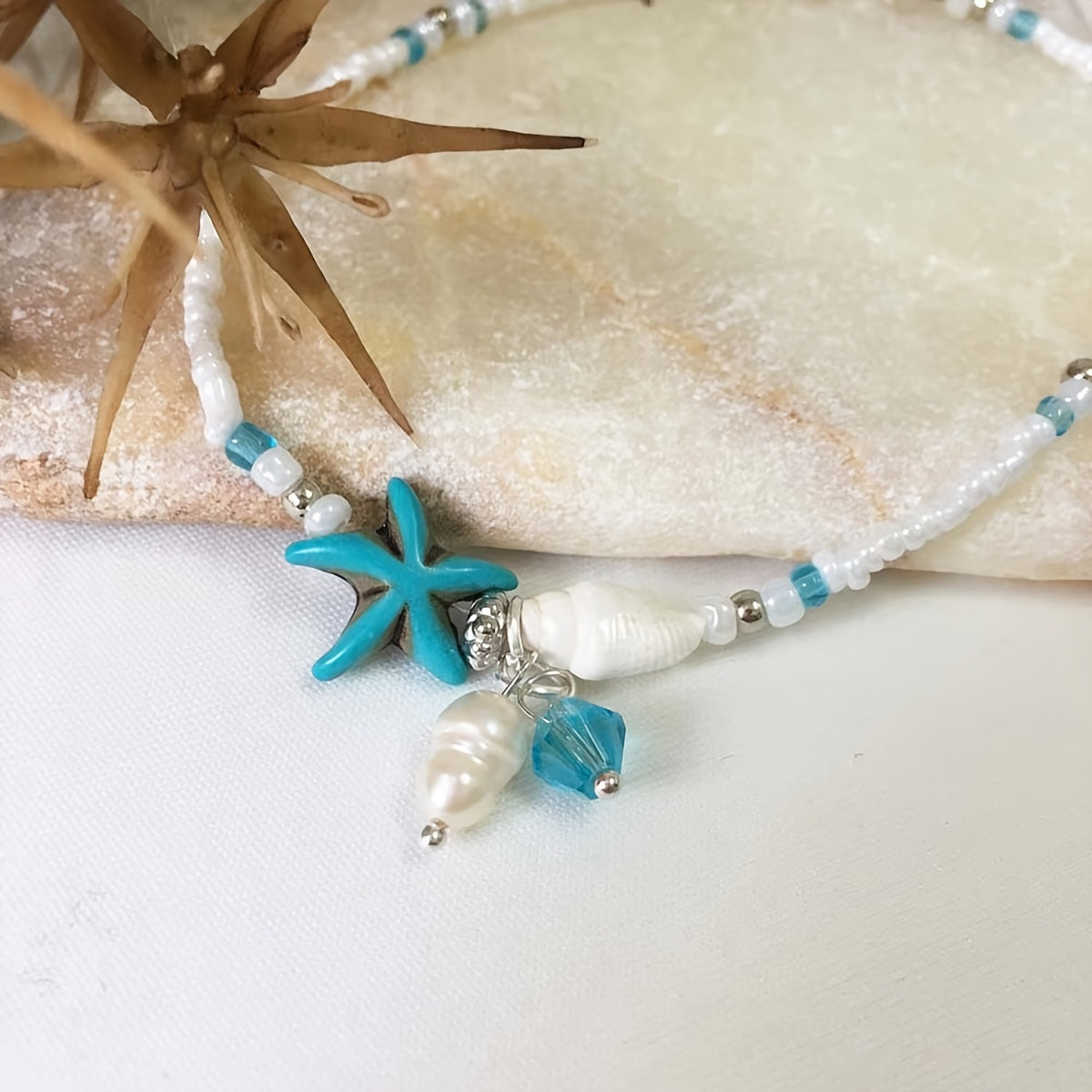 Starfish Conch Beach Anklet Beaded Ankle Bracelet