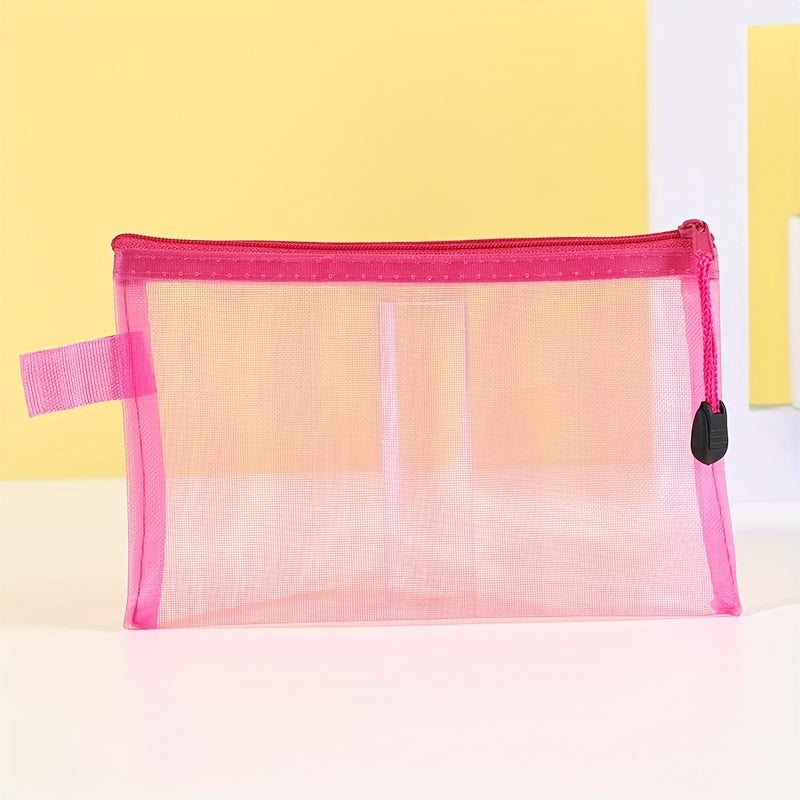 Mini Mesh Zipper Cosmetic Bags Portable File Bag Traveling Small Makeup Pouch