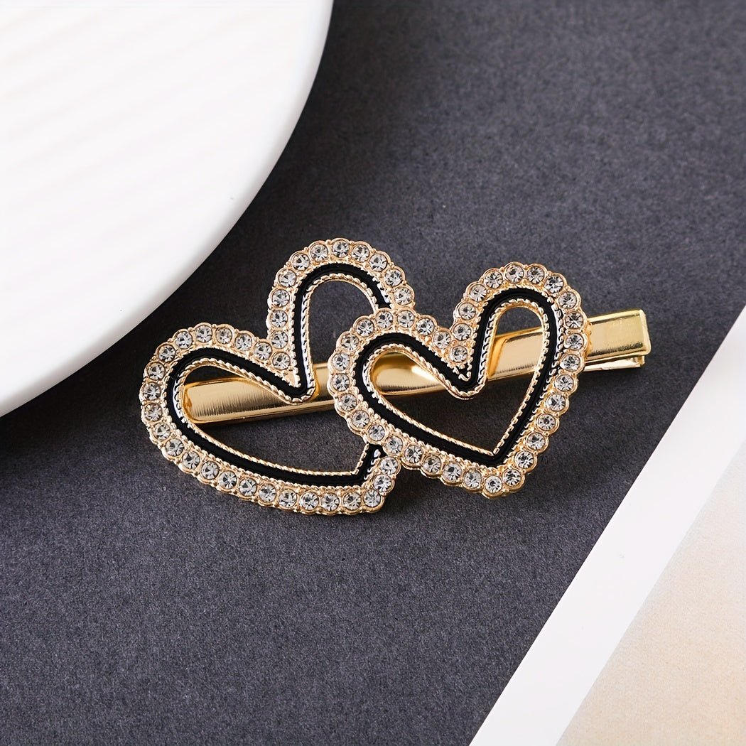 Heart Rhinestone Hair Clip Duck Billed Style for Women Girls