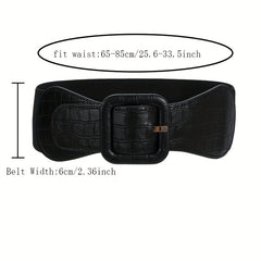 Vintage Square Buckle Wide Elastic Braided Belt Girdle Women Dress Accessories
