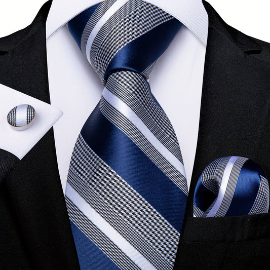 DiBanGu Formal Striped Necktie Set Gift For Men Wedding Tie Business