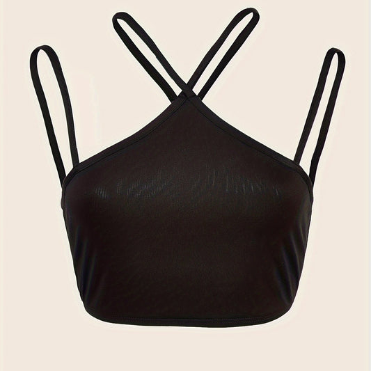 Solid Halter Sleeveless Cami Top