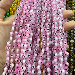 48pcs 8mm Evil Eye Glass Beads for Jewelry Making DIY Charms Materials