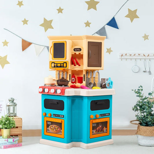 Children's Kitchen Playset Pretend Food Toy Accessories Set Play Sink & Stove