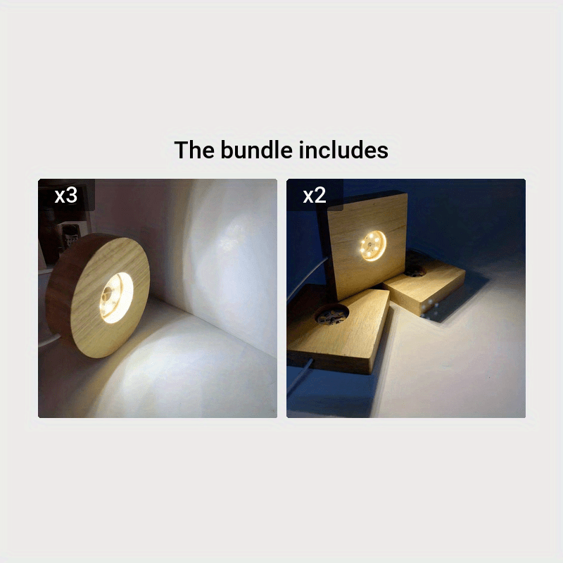 8cm Square/Round Wooden LED Lighted Base for Resin Molds Display