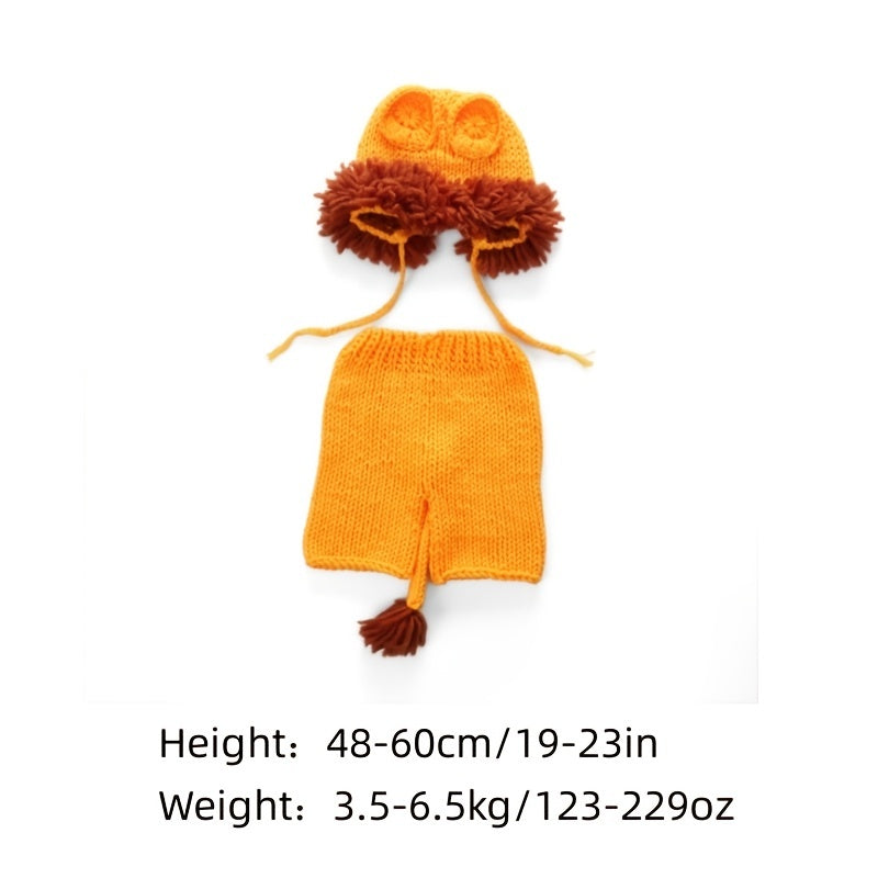 3M Lion Handknitted Baby Photography Props Hat Shorts Suit