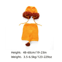 3M Lion Handknitted Baby Photography Props Hat Shorts Suit