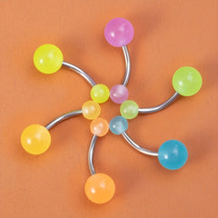 6 Pcs Glow Dark Belly Button Rings 14G Stainless Steel Sexy Body Piercing Jewelr