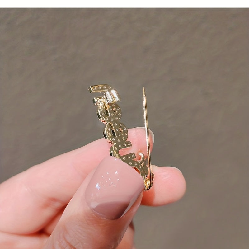 Rhinestone Letter QUEEN Brooches Pins Corsage Scarf Clips Safety Pin