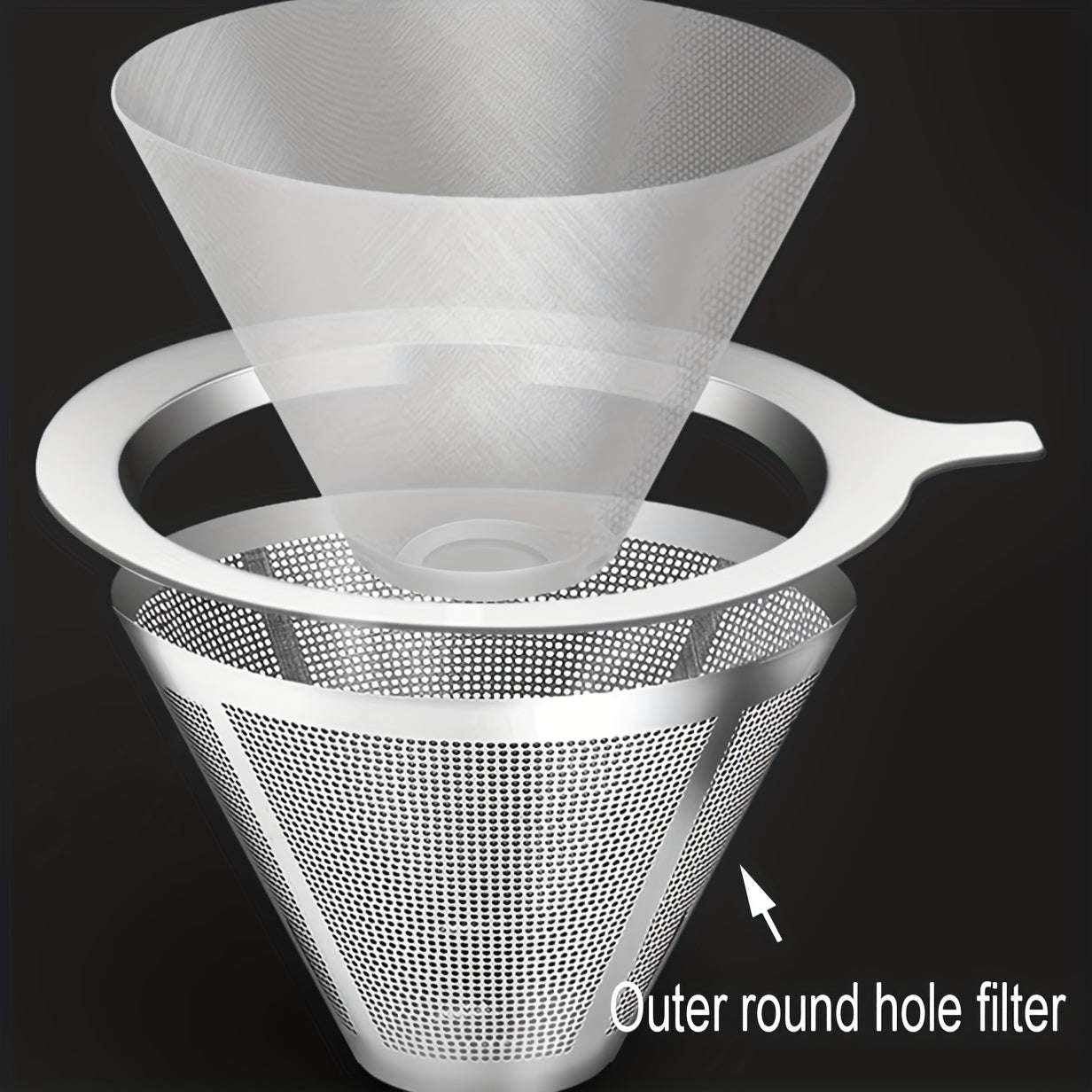 1pc Stainless Steel Filter Mesh Coffee Dipper Cone Stainless Steel Coffee Filter