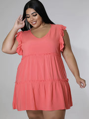  Women's Solid Butterfly Sleeve Smock Mini Dress