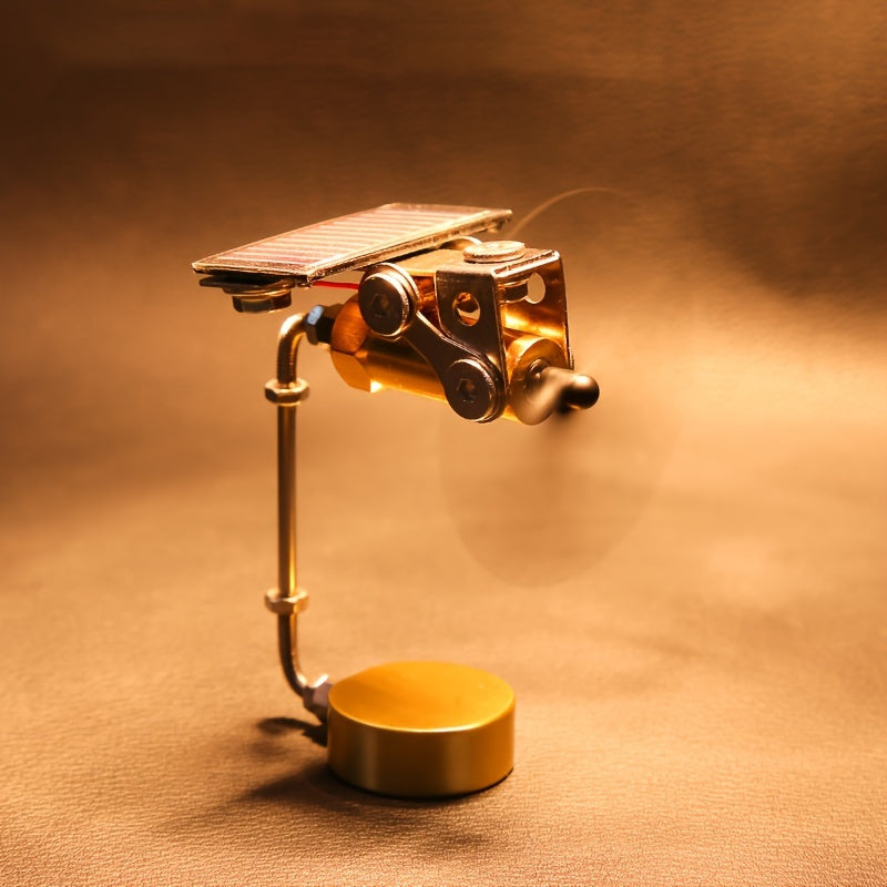 Solar Panel Copper Windmill Ornament Science Puzzle Toy Demonstration Decor