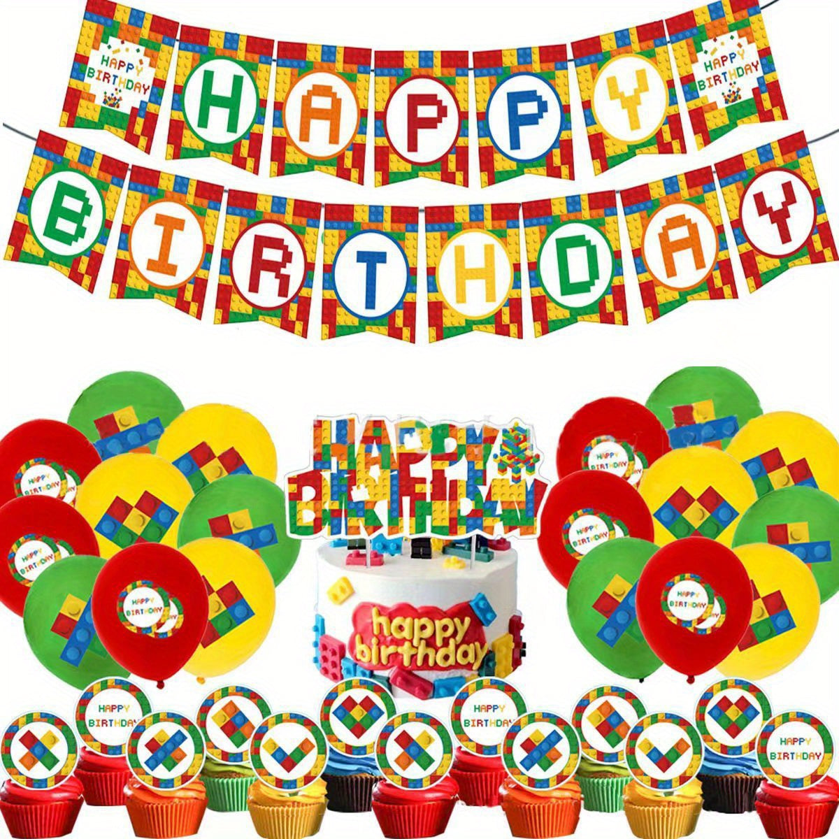 32pcs Building Blocks Birthday Party Supplies Set