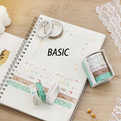 10 Rolls Basic Mori Watercolor Washi Tape Set