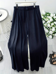  Solid Knit High Waist Wide Leg Pants