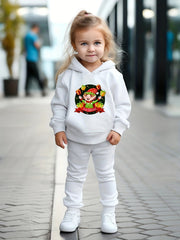 Elf Print Girls Hoodies Jogger Pants Set for Sports Spring Fall