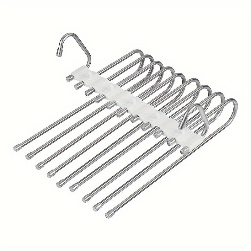 9 Layers Pants Hangers Space Saving Stainless Steel Rack S Type Closet Organizer