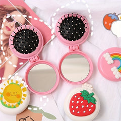 Cartoon Folding Airbag Comb With Mirror
