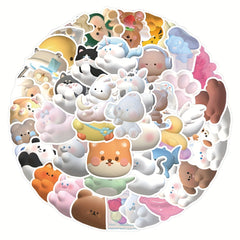 50pcs Cartoon Animals Graffiti Stickers For Various Uses