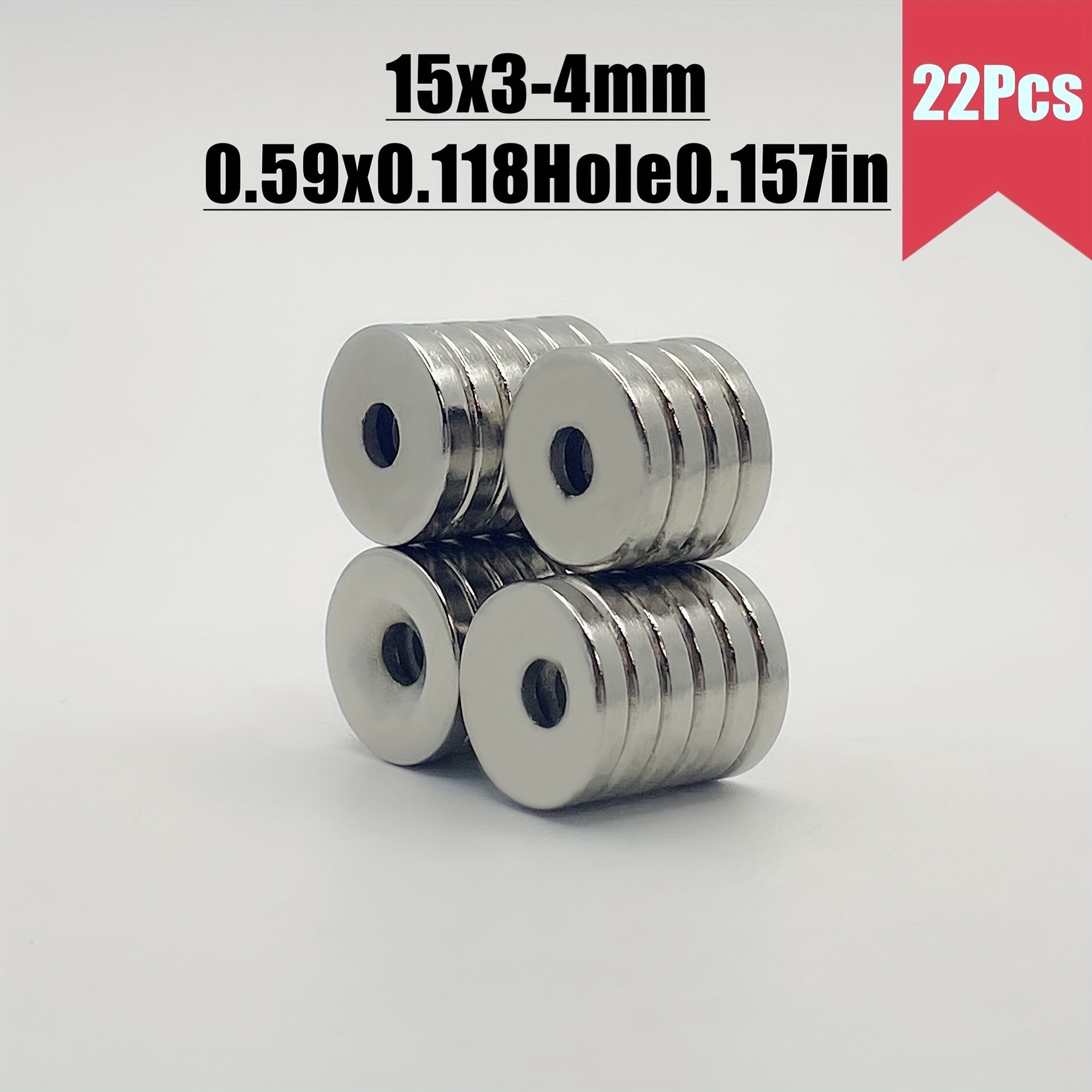100pcs 15x3 Hole 4mm Strong Magnet w/Holes Small Rare Earth Magnets