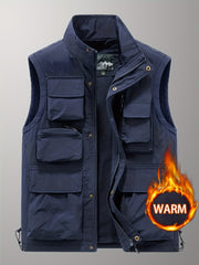 Men's Thermal Tactical Vest With Pockets Zip Up Jacket