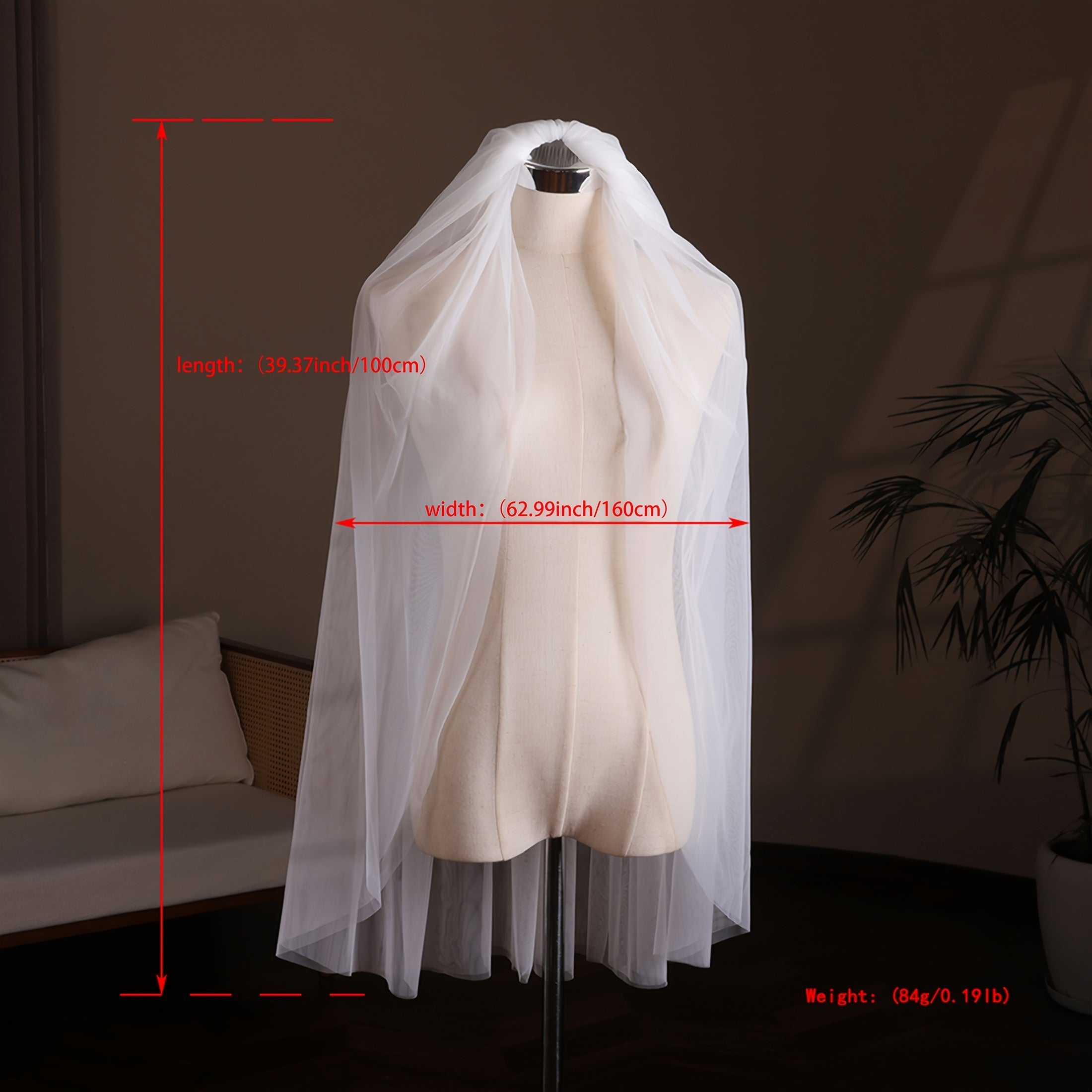 Bridal Veil with Floral Embellishments Soft Flowing Wedding Veil